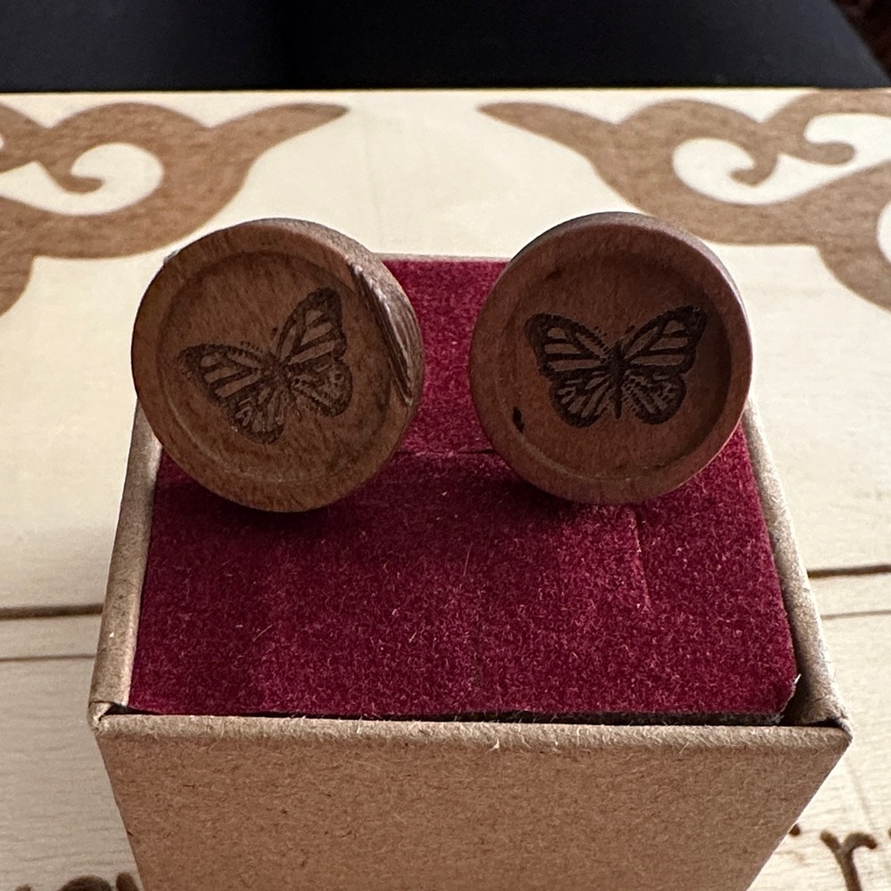Wooden Butterfly Earrings